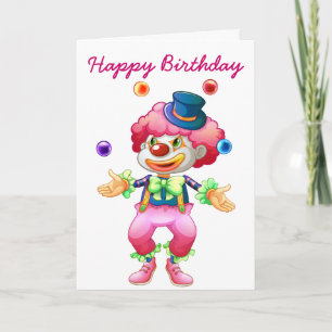 Carte de voeux Retro personnalisée Clown d'anniver