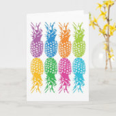 Carte de voeux Retro Pineapple Hawaii (Fleur jaune)