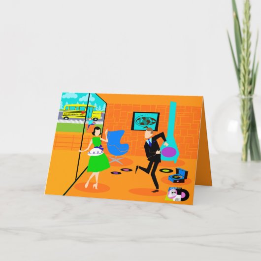 Carte de vœux rétro pour parents heureux (Devant)