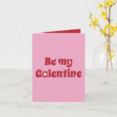 Carte de vœux rétro rose et rouge pour ma Galentin (Fleur jaune)