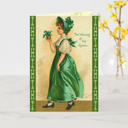 Carte de voeux Retro St. Patrick's Day (Fleur jaune)