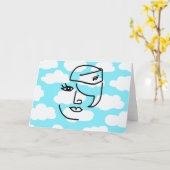 Carte de voeux Retro Stewardess (Fleur jaune)