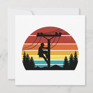 Carte de voeux rétro Sunset Lineman vintage