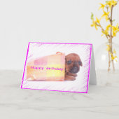 Carte de voeux Rhodesian Ridgeback HEUREUSE ANNIVE (Fleur jaune)