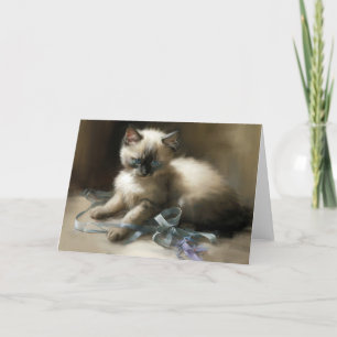 Carte de voeux Ribbon Tangle Siamese Kitten
