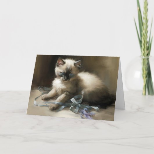 Carte de voeux Ribbon Tangle Siamese Kitten (Devant)