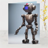 Carte de voeux ROBOT ANNIVERSAIRE (Fleur jaune)