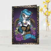 Carte de voeux Rockabilly Baby Tattoo Angel (Fleur jaune)