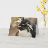 Carte de voeux Rockhopper Penguin (Fleur jaune)