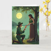Carte de vœux Romance au Clair de Lune (Fleur jaune)