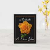 Carte de vœux romantique 'Orange Rose je t'aime' (Fleur jaune)