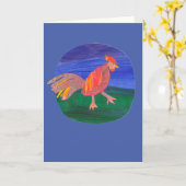 Carte de voeux Rooster, Ferme, Poulet, Personnalis (Fleur jaune)