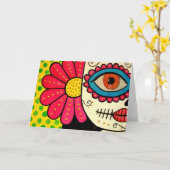 Carte de voeux "Rosa Mexicano"-Jour des morts (Fleur jaune)