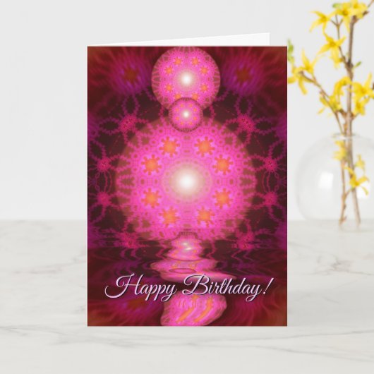 Carte de voeux rose (Fleur jaune)