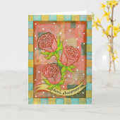 Carte de voeux rose (Fleur jaune)