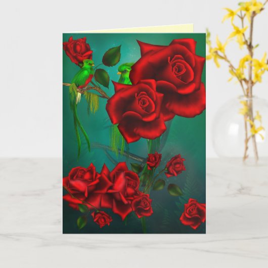 Carte de voeux rose (Fleur jaune)