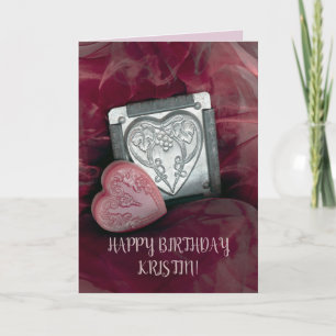 Carte de voeux rose ANNIVERSAIRE personnalisez le 