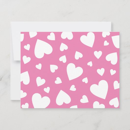 Carte de vœux rose bubble gum avec cœurs mignons p (Dos)