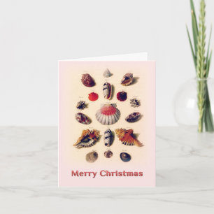 Carte de vœux rose Coquillages Joyeux Noël