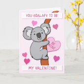 Carte de voeux rose Cute Koala-ty Valentines (Fleur jaune)