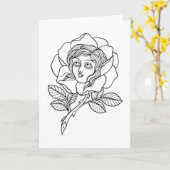 Carte de voeux rose de fille (Fleur jaune)