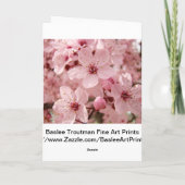 Carte de voeux rose de fleurs de fleur d'arbre de (Dos)