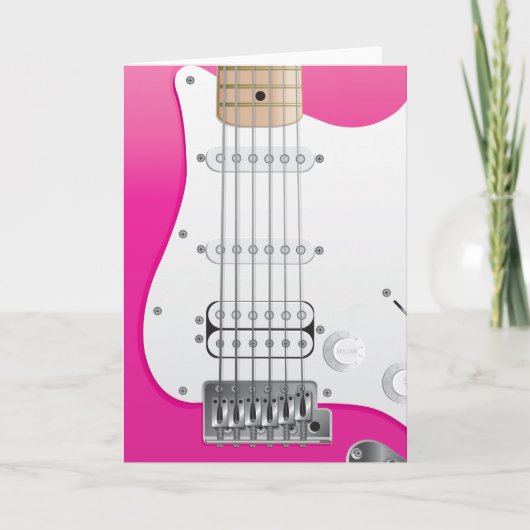 Carte de voeux rose de guitare électrique (Devant)