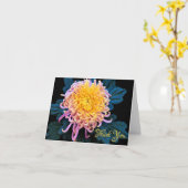 Carte de voeux rose de note de Chysanthemum de (Fleur jaune)