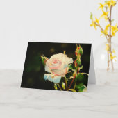 Carte de voeux rose de première lumière (Fleur jaune)