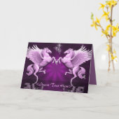 Carte de voeux rose de réflexions de Pegasus (Fleur jaune)