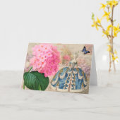 Carte de voeux rose d'hortensia de Redoute (Fleur jaune)