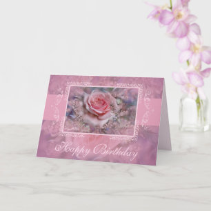 Carte De Voeux Rose Et Dentelle