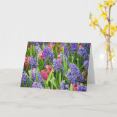 Carte de voeux rose et violet hyacinthe (Fleur jaune)
