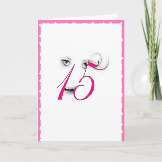 Carte de voeux rose fille 15 ans (Devant)