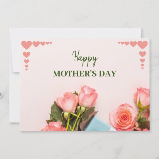 Carte de voeux rose Fleur (Devant)