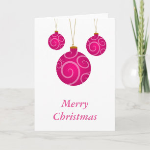 Carte de voeux rose foncé Baubles de Noël