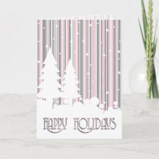 Carte de voeux - Rose & Grey - Etoiles & Neige
