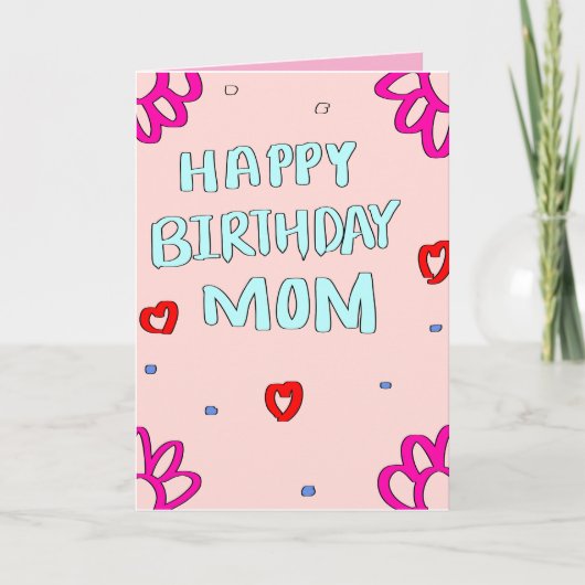 Carte de vœux rose joyeux anniversaire pour maman (Devant)