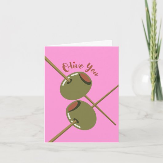 Carte de vœux rose mignonne Olive You (Devant)