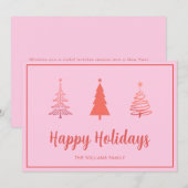 Carte de vœux rose moderne pour les fêtes (Devant / Derrière)