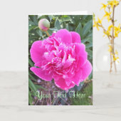 Carte de voeux Rose Pink Peony *Personnaliser* (Fleur jaune)
