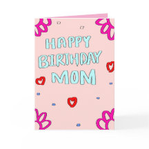 Carte de vœux rose pour l'anniversaire de maman
