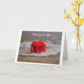 Carte de vœux Rose rouge sur la plage Vous pensez  (Fleur jaune)