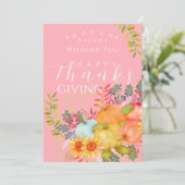 Carte de voeux rose Thanksgiving automne (Debout devant)