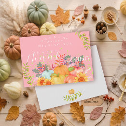Carte de voeux rose Thanksgiving automne