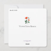 Carte de voeux Rose Vermillion Watercolor (Dos)