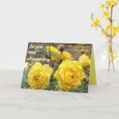 Carte de vœux roses ange doré 50e anniversaire (Fleur jaune)
