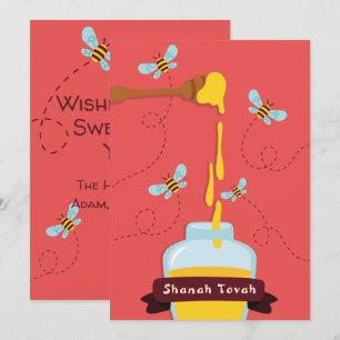 Carte de vœux Rosh Hashana miel et abeille