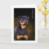 Carte de voeux Rottweiler blanche (Fleur jaune)