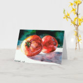 Carte de voeux rouge de 2 tomates (Fleur jaune)